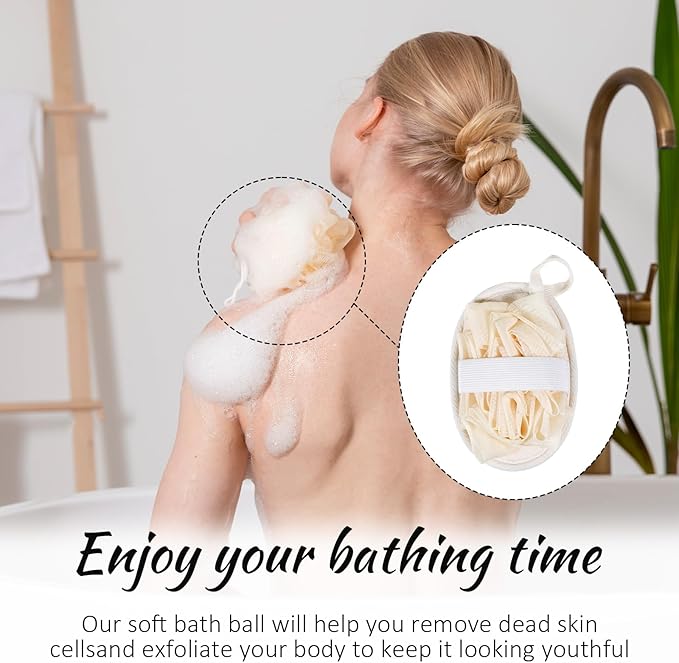 Jeffdad 2Pcs Natural Loofah Sponge, Premium Exfoliating Body Scrubber for Women & Men Ideal Shower Scrubber for Body Perfect for Exfoliation, Cleansing, and Gentle Skin Care(Beige)