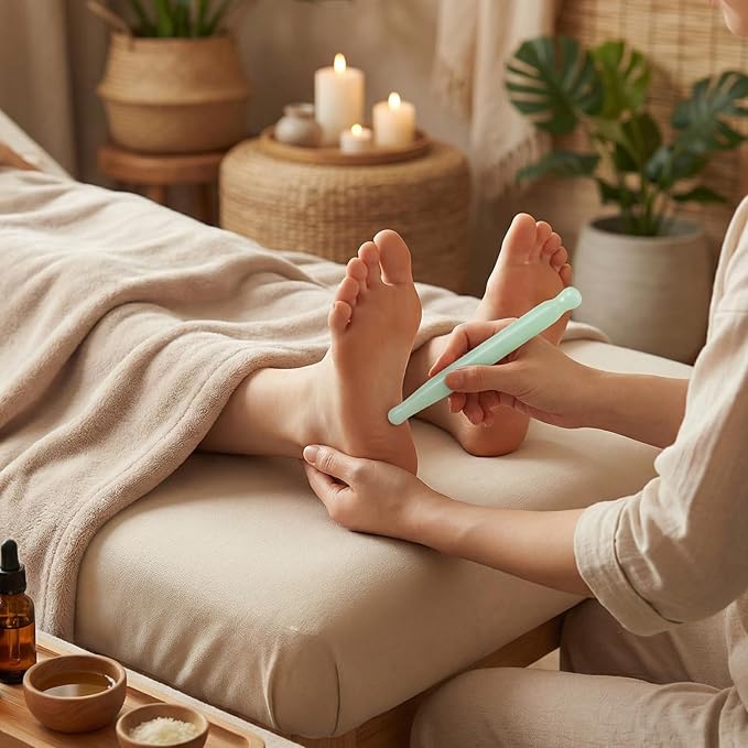 Ymapinc Jade Acupuncture Pen - Acupressure Massage Tool Gua Sha Set, Stone Acupen Facial Reflexology Tool for Muscle Release