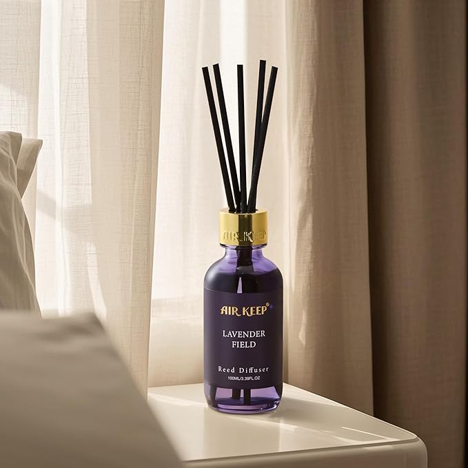 Airkeep Reed Diffuser Set, 3.38 fl oz (100 ml) - Cirtus Verbena Oil Diffusers with 8 Reed Sticks, Home Fragrance Reed Diffuser for Bathroom Shelf Decor