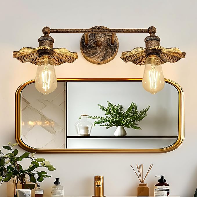 ZGLAOJT 2 Light Vintage Vanity Light Oil Rubbed Bronze Bathroom Light Fixtures Over Mirror.