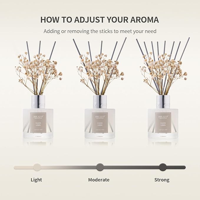 Airkeep Reed Diffuser Set,3.38 fl oz (100 ml) - Moroccan Amber Oil Diffusers with 8 Reed Sticks, Home Fragrance Reed Diffuser for Bathroom Shelf Decor
