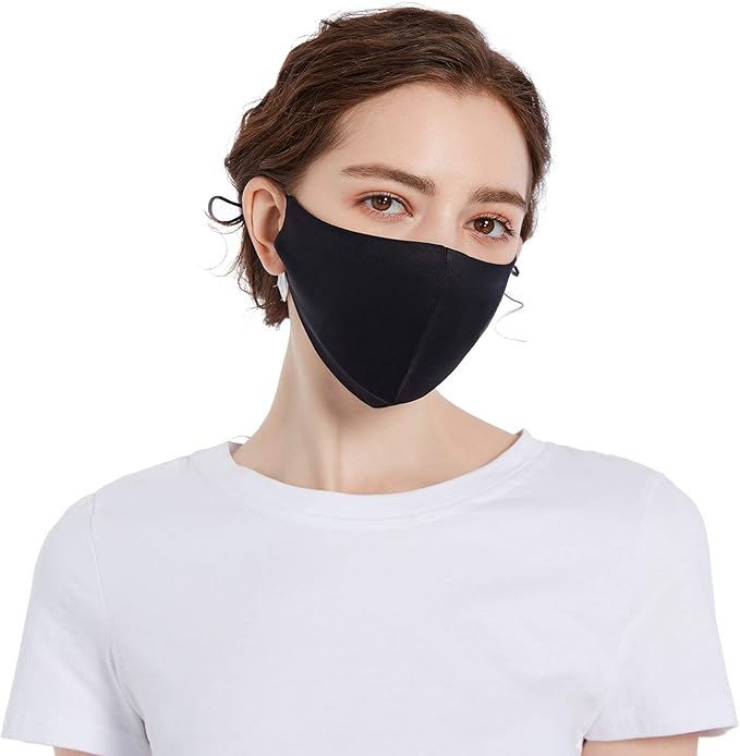 ROSEWARD 100% Mulberry Silk Face Mask for Women Men Reusable Adjustable with Filter Pocket