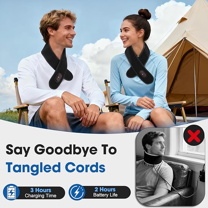 Cordless Neck Heating Pad for Pain, Neck Massager with 660nm 850nm Red Light, Neck Heating Pad for Pain Electric, Heated Neck Brace Wrap for Soreness Stiffness Pain Relief