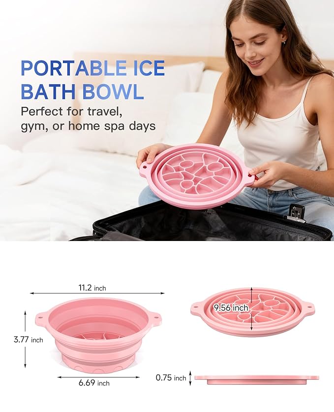 Face Bowl for Ice with Built-in Ice Tray Collapsible Silicone Facial Ice Bath Bowl Small Reusable Cold Plunge Basin, Ideal for Home Travel Use, Cold Bath Spa Tool