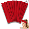 Styla Hair Headbands for Women Stretch Fashion Head Bands 10 Pack Non-Slip Head Wraps Great for Spa, Sports, Yoga, Pilates, Running, Gym Headband, Workouts - Red