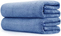 MaopaoBeauty 2 Pack Bath Towel Set 35" x 70", Extra Large Waffle Bath Towel Set, Microfiber Super Soft Highly Absorbent, Sturdy Quick Drying Towels for Bathroom, Gym, Sports, Yoga (2PCS Light Blue)
