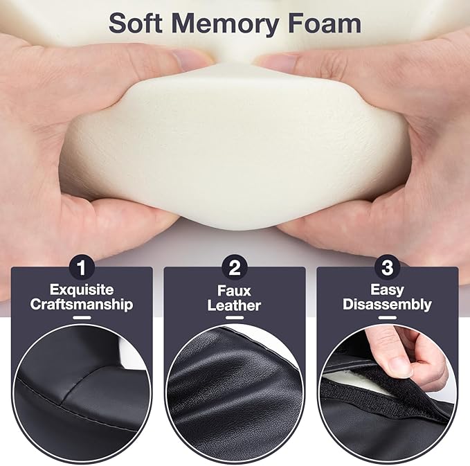 Massage Face Cradle Cushion with Hand Rest Pad, Multifunctional Adjustable Face Down Tabletop Massage Kit for Office Desk & Spa Table Bed, Portable Ergonomic Memory Foam Face Headrest Pillow - Black