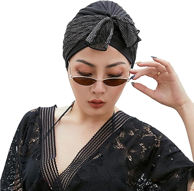 Women Swim Cap Long Short Hair Protection Pool Beach Swimming Cap Pleated Beanie Hat for Bathing Shower Surfing Spa
