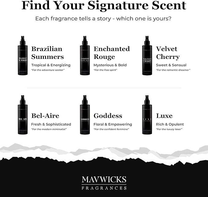 Mavwicks Fragrances - (Goddess) Linen & Room Spray (8oz) – Bedroom & Home Fragrance Mist, Long-Lasting Freshness To Brighten Up Your Space, Fabric & Air Freshener, Aromatherapy Scent Spray