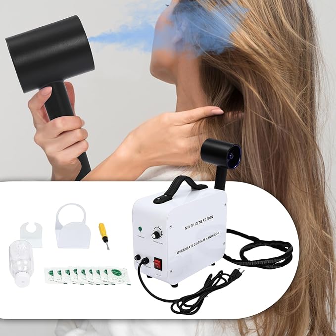 Nano Hair Steamer Spray Machine, 1300W Multifunctional Nano Steam Gun,Professional Hair Salon Steamer Gun with 11.83 oz Water Tank, Blue Light Color Processor for Homes, Hair Salons