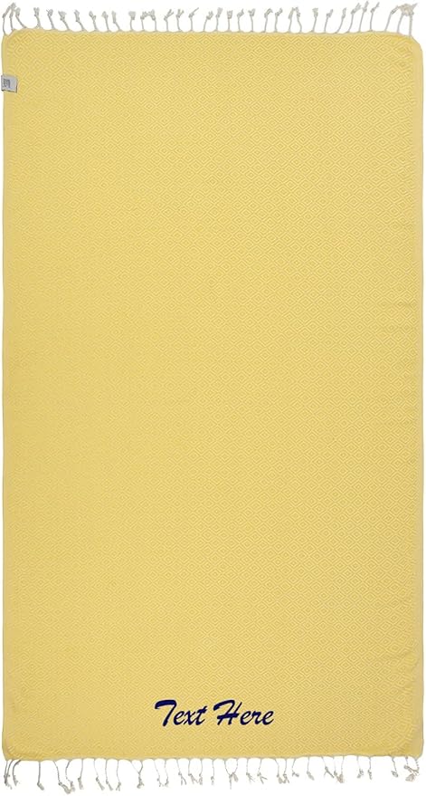 Personalized Beach Towel | Cotton Beach Towels, Easy to Carry, Sand Free, Highly Absorbent, Quick Dry, Turkish Towels for Travel Camping Bath Sauna Beach Gym Pool Yoga SPA by Lahammam, Malta, Yellow