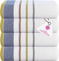 CASA COPENHAGEN White Bay 4Pcs 100% Egyptian Cotton Designer Hand Towels Gift Set- Grey - Charcoal 600 GSM, 28"x16", 4Hand Towels for Bathroom Set for Women & Men