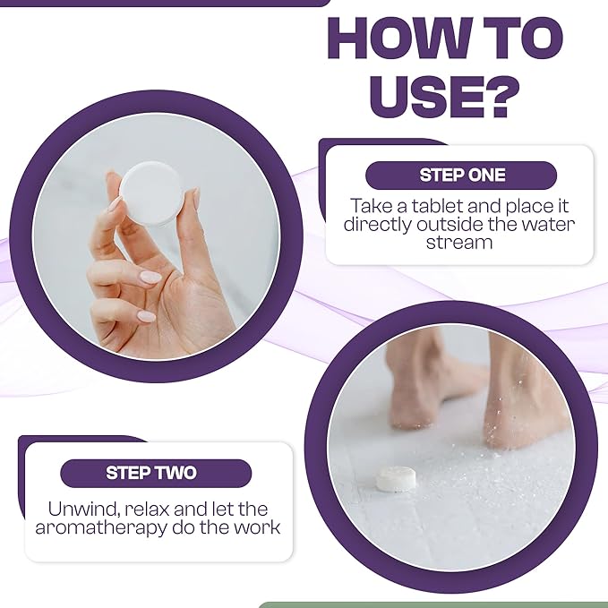 Shower Steamers 10-pk with Essential Oil Aromatherapy to Unwind and Sleep, Long Lasting Lavender Scent, No Stain or Artificial Dye, for Relaxation, Stress Relief and Self Care Gift for Everyone!