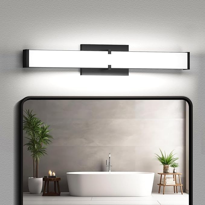 Modern LED Light Fixtures 40 Inch, 40W 3600 Lumen Dimmable Vanity Light, 5CCT Lights for Bathroom, Black, ETL Certified
