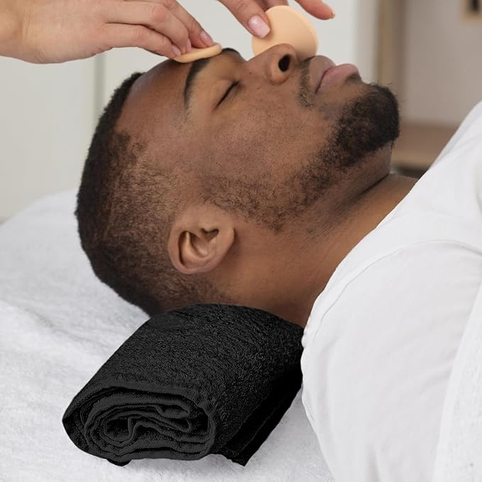 Reed&Pick Salon Towels – 50 Pack Black Hand Towels 100% Cotton Spa Towel – 16x27 inches Highly Absorbable Facial, Gym, Hair, Face, Bulk Small Towels