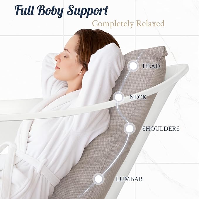 Luxury Bathtub Pillow, Gift for Christmas Birthday Mother's Day, Skin-Friendly Cushion, Support Back, Neck & Head, Non-Slip, Adjustable Thickness, Washable & Quick-Drying - Ideal for Home Spa Days