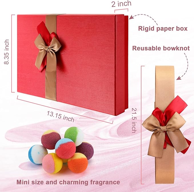 Bath Bomb Gift Set, Family Pack Mini Bath Bombs with Reusable Bowknot, 40 Pcs Organic & Natural Bath Bombs for Kids, Women and Men, Best Gift for Any Anniversaries