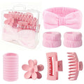 16 Pcs Skincare Headband Set, Face Washing Headband with Wristbands, Hair Claw Clips & Hair Ties, Spa Headbands for Women Girls, Perfect for Facial, Makeup, Shower, Gift Ready Box
