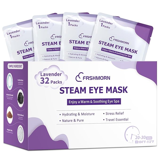 32Packs Steam Eye Mask, Heated Eye Mask for Sleeping, Warm Compress for Eyes, Self Heating Disposal Steam Mask for Home Sleep, Office, Spa, Travel Essentials Mothers Day Gifts (Lavender)