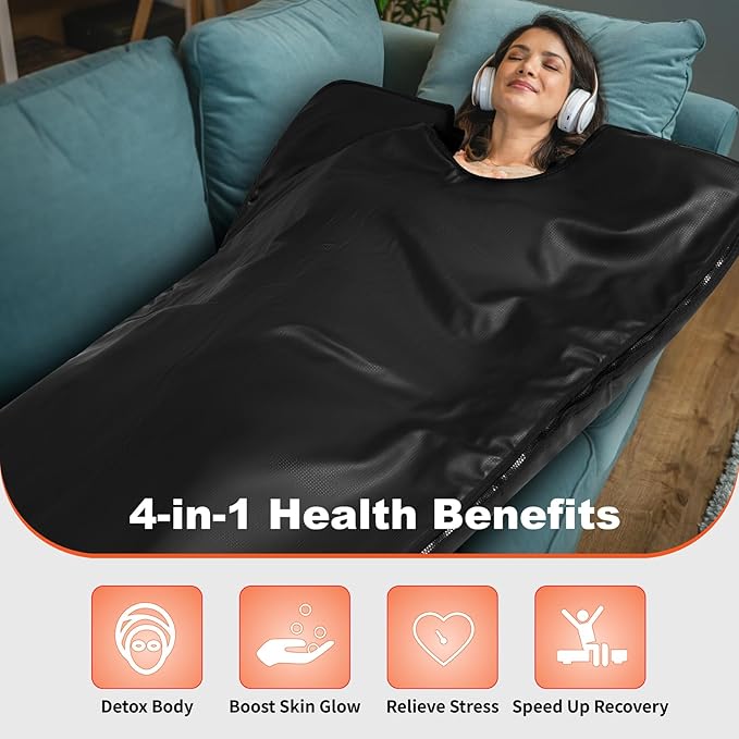 Portable Sauna Blanket for Home Use, Full Body Heated Bag with Adjustable Temperature and Timer, Foldable Personal Sauna for Relaxation