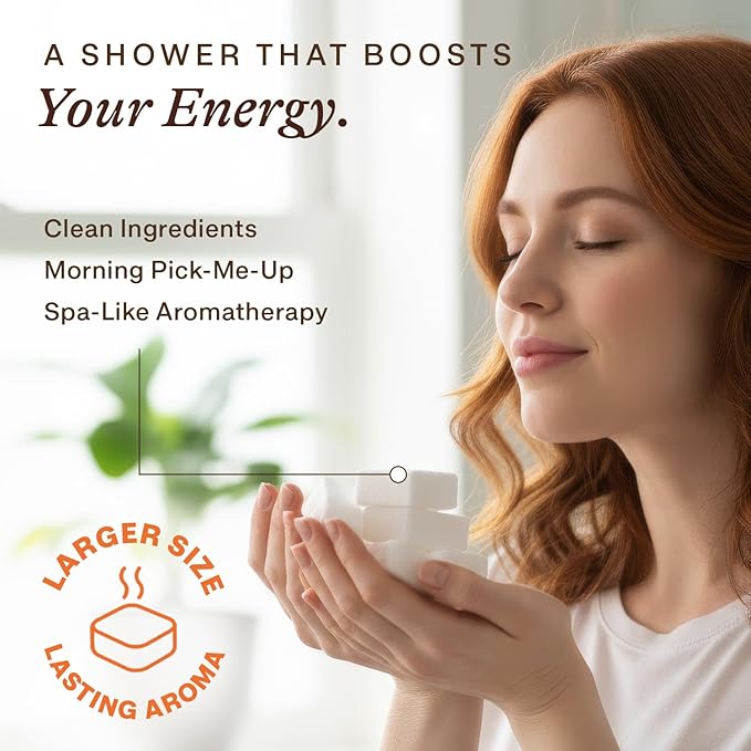 Shower Steamers Aromatherapy - USA Made with Natural Ingredients & Citrus Essential Oil, Mothers Day Gifts for Mom, Long Lasting Shower Bombs for Energy Boost, Spa Gifts for Women & Men