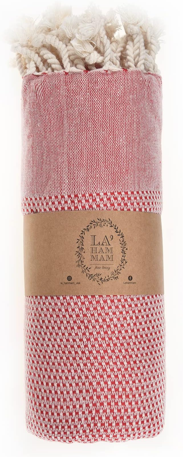 Beach Towel | Cotton Beach Towels, Easy to Carry, Sand Free, Highly Absorbent, Quick Dry, Turkish Towels for Travel Camping Bath Sauna Beach Gym Pool Yoga SPA by Lahammam, Akasya, Red