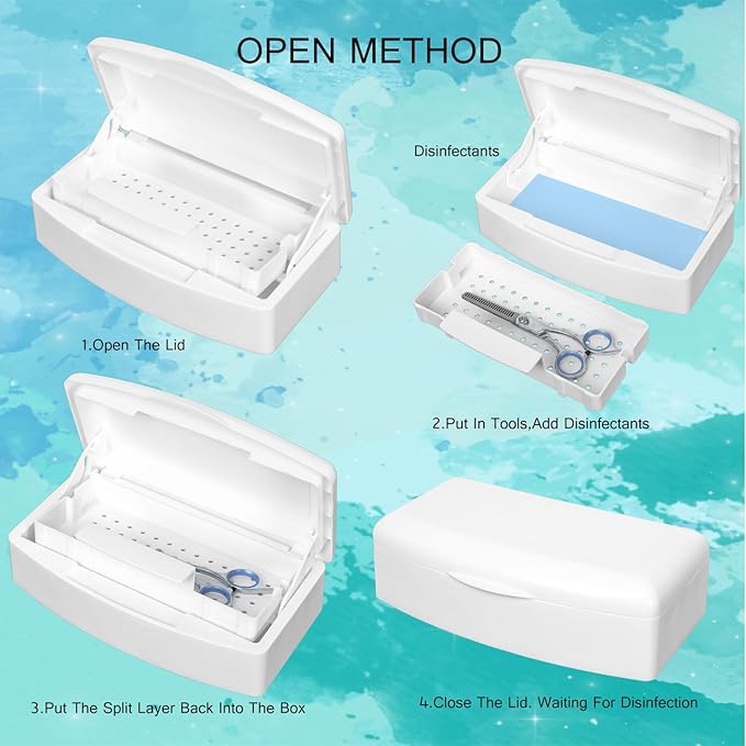 Plastic Sterilizing Tray,Tool sterilization box,Nail Tools Plastic Sterilizing Box Beauty Tool Sterilizing Tray Disin-fection Box,Tweezers,Hair Salon,Spa & Cutter Manicure Equipment-(White)