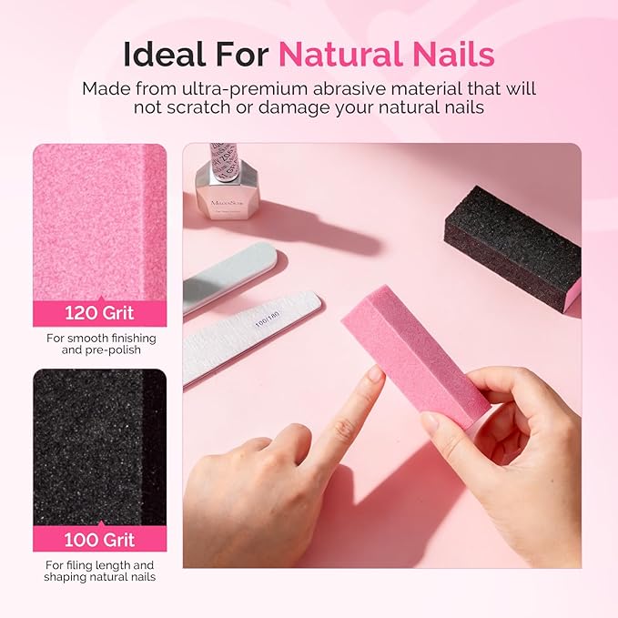 MelodySusie Manicure Tools Kit Nail Care Kit with Files, Buffer Blocks,Cuticle Nipper, Pusher and Rose Cuticle Oil 28ML for DIY Nail Manicure and Nail Care