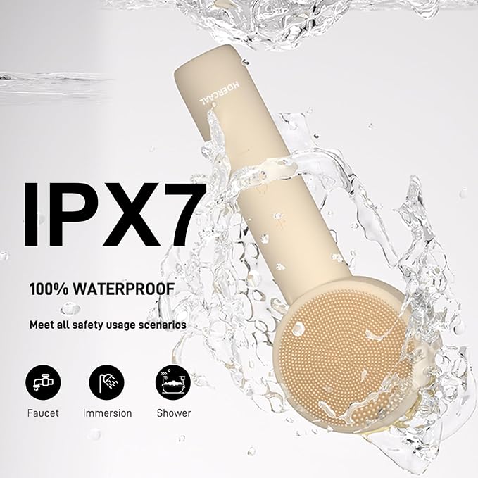 Facial Cleansing Brush Electric – Rechargeable Silicone Face Scrubber, Waterproof Vibrating Cleaner with 5 Adjustable Intensities for Deep Cleansing and Exfoliation (White)