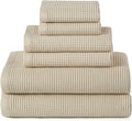ecolook 6-Piece Towel Set, 100% Cotton, 31“x63” | 2 Bath Sheets, 2 Hand Towels, 2 Washcloths | Ultra-Soft, Absorbent, Quick-Dry Waffle-Weave Towels for Home, Hotel, Spa, Gym - Khaki