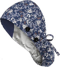 Satin Lined Scrub Caps with Buttons & Sweathand, Surgical Caps for Women