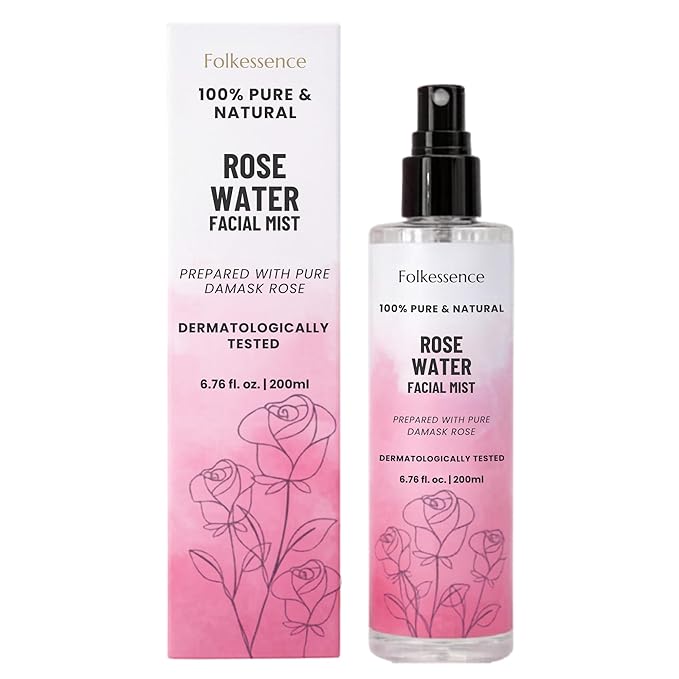 Folkulture Rose Water Spray for Face - Hydrating Face Mist & Hair Spray | 100% Natural, Alcohol-Free Skin Care & Makeup Setting Spray with Damask Rosewater| Agua De Rosas para La Cara - 6.76 Fl Oz