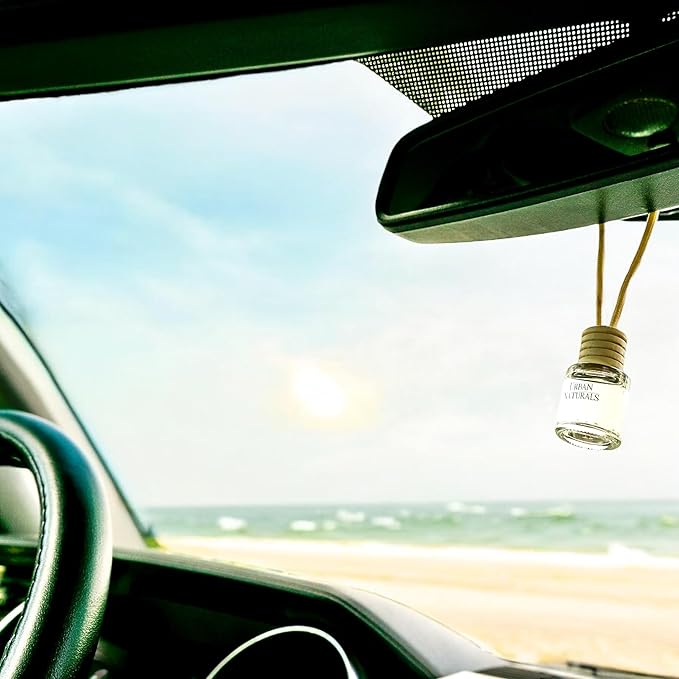 Urban Naturals Car Air Freshener Diffuser 1 Pack - Ocean Mist & Sea Salt Scent, 45+ Days Long Lasting Fragrance, Made in USA, Glass & Wood, Hanging Design + Vent Cip, Easy to Use