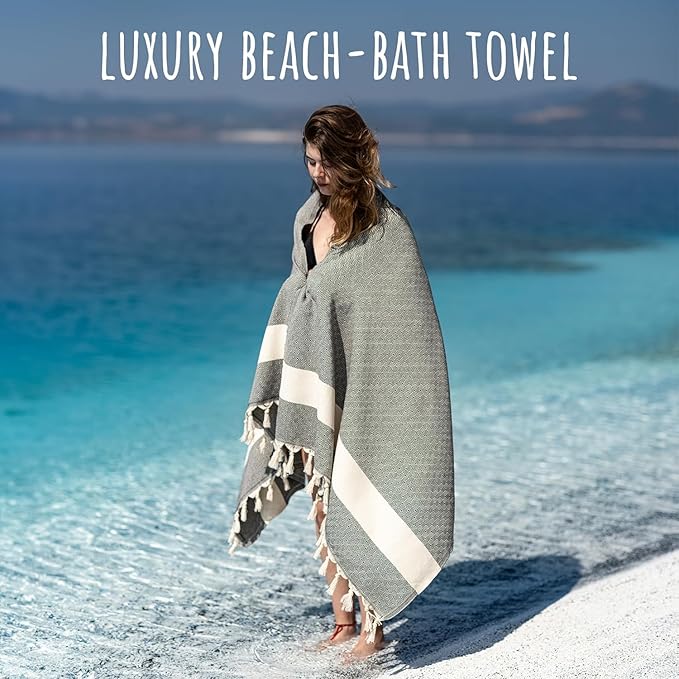Turkish Beach Towel Oversized Clearance XL 40x71- Sand Free - 100% Cotton Soft Quick Dry - Extra Large Blanket Travel and Pool Towels for Adults- Cloud Sandproof, Beach Essentials for Women