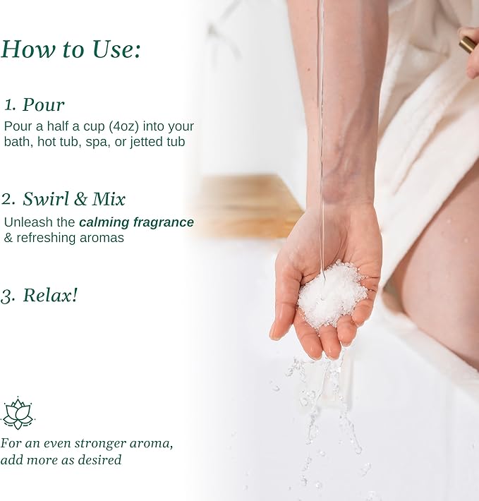 Relax Spa & Bath Aromatherapy Bath Salts for Hot Tub, Bath, or Spa, 2LB Bag Infused with Magnesium, Bath Salt for Soaking, Green Tea Scent