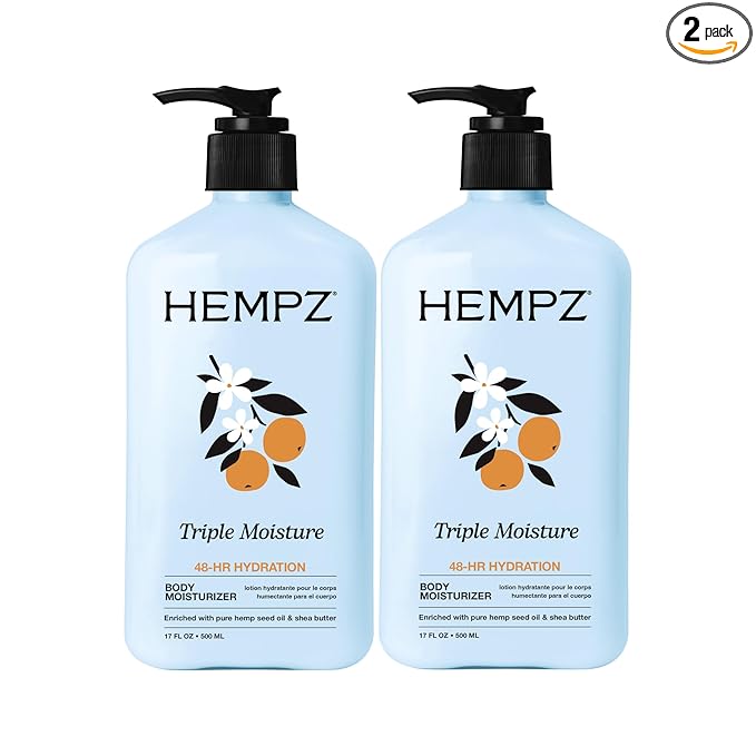 Hempz Triple Moisture Herbal Whipped Body Crème Lotion Moisturizer, 17 Fl Oz (Pack of 2)