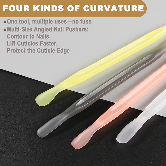 2Pcs Plastic Cuticle Pusher, Dual-end Dead Skin Nail Pusher, Gentle Plastic Pusher, Gel Polish Remover Tool, Manicure and Pedicure Tool, Orange