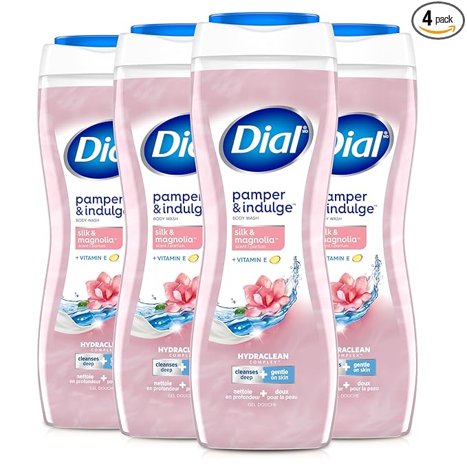 Dial Body Wash, Pamper & Indulge, Silk & Magnolia, 16 fl oz (Pack of 4)