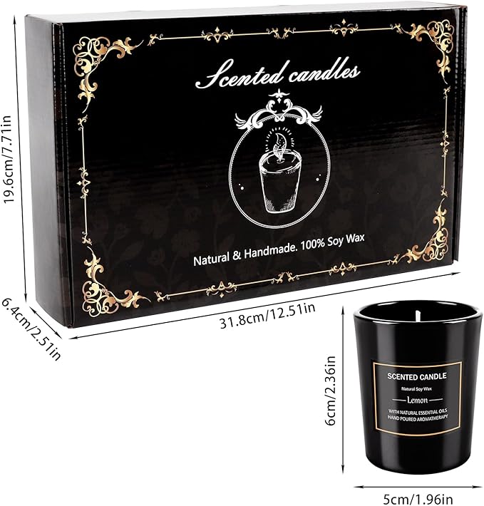 12 Pack Scented Black Candles Gift Set, Natural Soy Wax Aromatherapy Candles for Home, 12 Fragrances, Perfect for Stress Relief, Meditation, Bathroom, Bedroom, Birthday Gifts for Women & Men