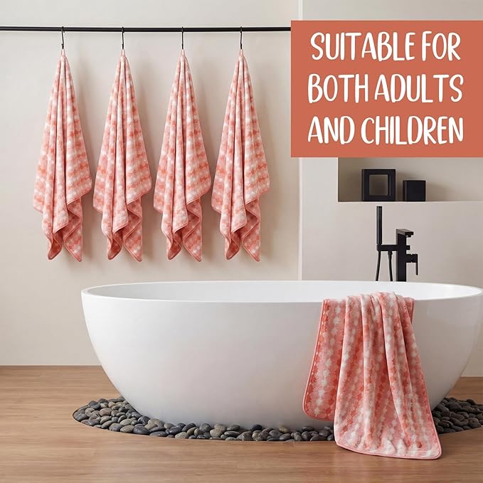 SmoothNovelty 16 Pack Microfiber Bath Towels Bulk 27'' x 60'' Oversized Size Bath Towel Highly Absorbent Extra Large Soft Drying for Beach Shower Summer Salon Sport Gym Party (Cone,Orange)