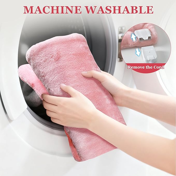 UTK XL Heating Pad for Back, Electric Heat Pad for Period Cramps Pain Relief, Soft Thicken Flannel Fabric Machine Washable, Birthday Gifts for Women Mom, 6 Heat Settings & Auto-Off, 12" x 24"(Pink)