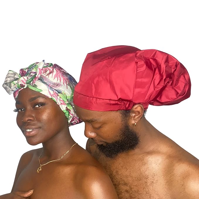 TTAT Shower Cap Extra Large for Men & Women With Braids, Dreadlocks, Locs, Afro, Coily, and Long Hair, Waterproof, Washable, Reusable & Adjustable. For Home, Spa, Conditioning, Self Care (Maroon)