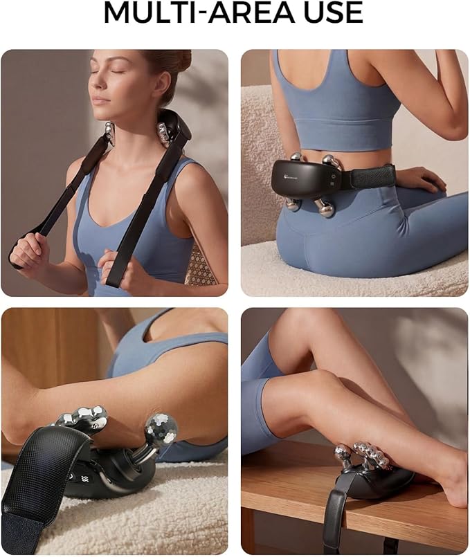 Upgraded Neck Massager for Pain Relief Deep Tissue, Cordless Neck and Shoulder Massager with Heat, 5 Modes Deep Tissue Kneading, Portable Shiatsu Massager for Back Leg Muscles, Home Office Travel Use