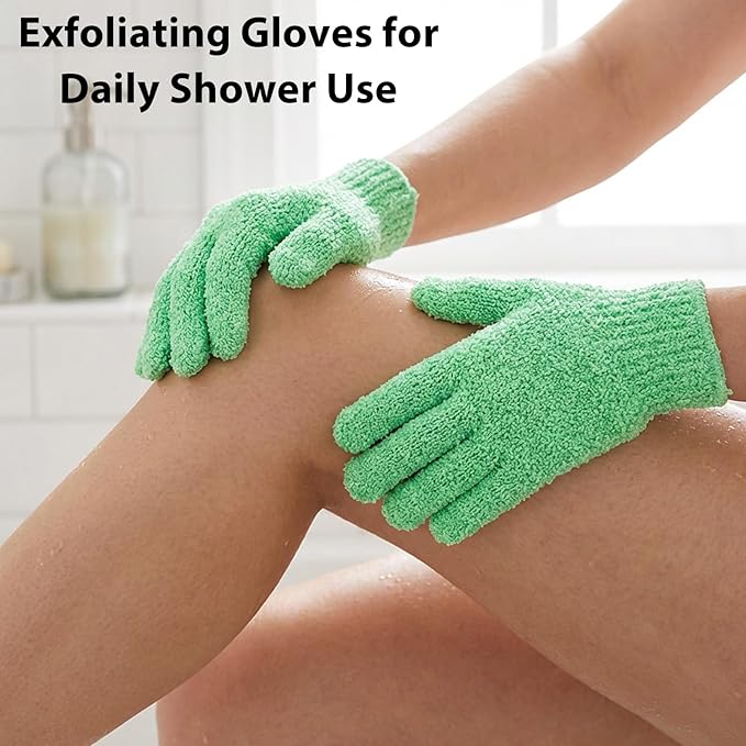 6 Pairs Exfoliating Gloves for Shower, Body Scrubber Mitts in Blue, Pink, Green, Korean Exfoliating Mitt for Smooth Skin