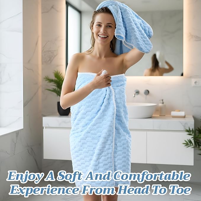 Gilprop 12 Pcs Soft Bath Towels Set for Bathroom Quick Dry, 4 Bath Sheets 4 Hand Towels 4 Washcloth Absorbent Microfiber Fluffy Shower Washcloth for Spa Gym Hotel Travel(Soft Color)