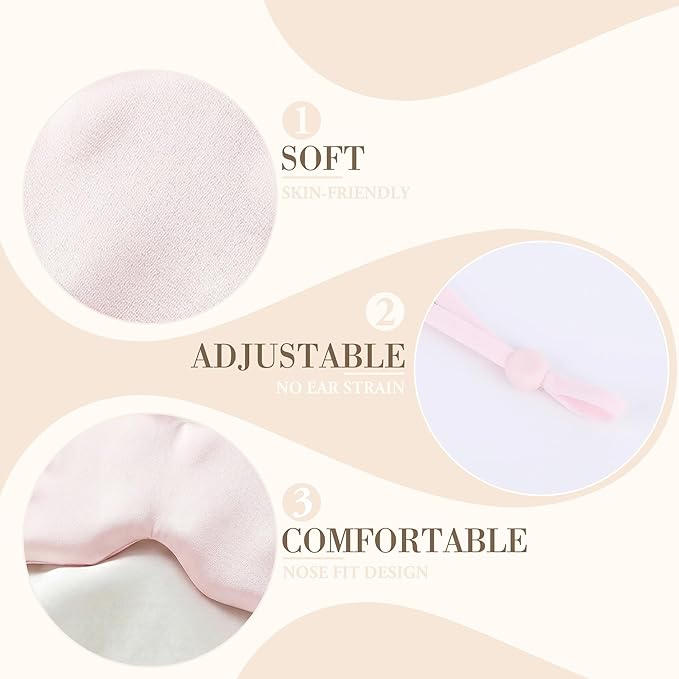 Butterfly-Shaped Silk Sleep Mask for Women - Pink Ultra-Soft Light Blocking Eye Cover with Elastic Strap, Ideal for Night Sleep Travel Office Naps & Home Use