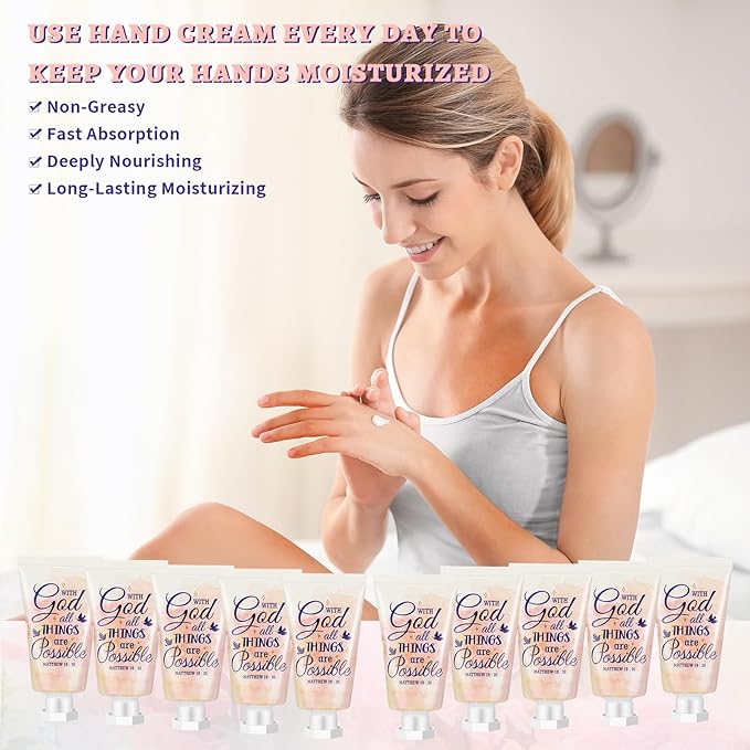 50 Pack Christian Hand Lotion Bulk Gifts for Women Mother's Day Gifts Bible Mini Travel Hand Lotion for Women Church Appreciation(Cute)