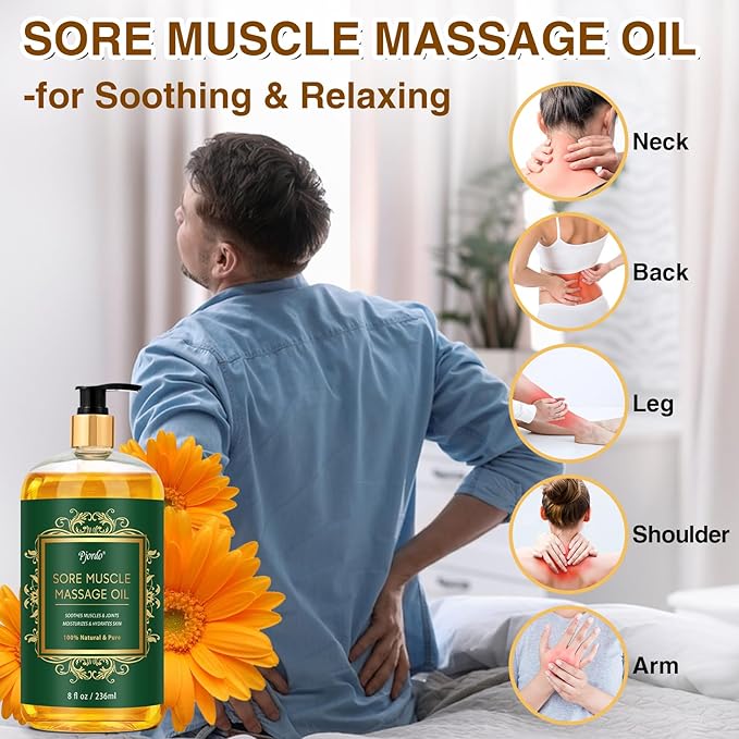 Pjordo 2 Pack Body Massage Oil for Massage Therapy, Sore Muscle Arnica Oil & Lavender Massage Oil for Pain Relief, Massage Relaxing Oil for Soothing Joint & Muscle, Mothers Day Gifts for Women Her