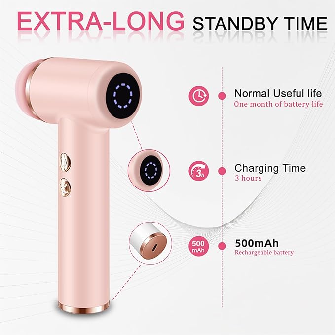 Electric Facial Cleansing Brush with 4 Brush Heads & 5 Speeds - IPX6 Waterproof, Type-C Fast Charging - for Deep Cleansing, Exfoliating, Pore Minimizing & Makeup Removal (Pink)