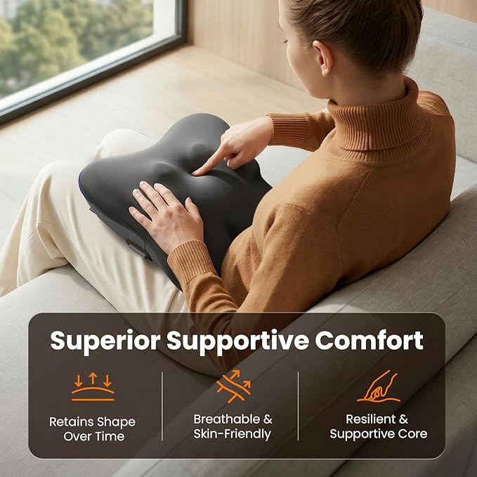 BOB AND BRAD Back Massager with Heat and Remote, EZBack Plus Shiatsu Massage Pillow with 3 Level, Kneading Deep Tissue Massage for Neck, Shoulder, Leg, Upper & Lower Back Pain Relief, FSA Eligible HSA